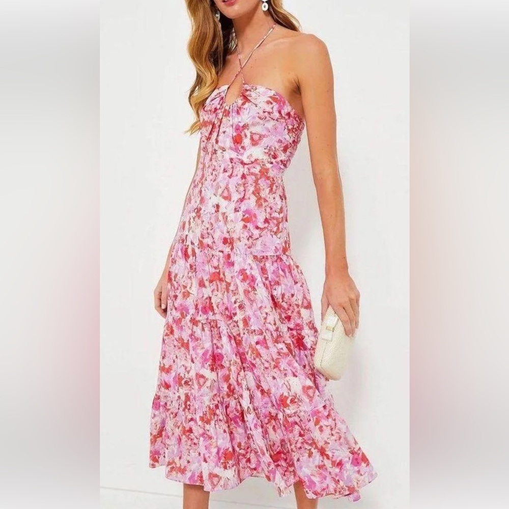 Tuckernuck Hyacinth House Fuchsia Brushstroke Midi
